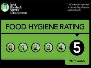 Food Hygiene Rating logo with score of 5 out of 5