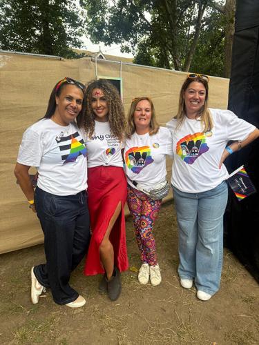 Beehive Care staff at Worthing Pride in Worthing pride t-shirts